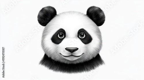 Charming Cartoon Panda Face Illustration with Friendly Expression photo