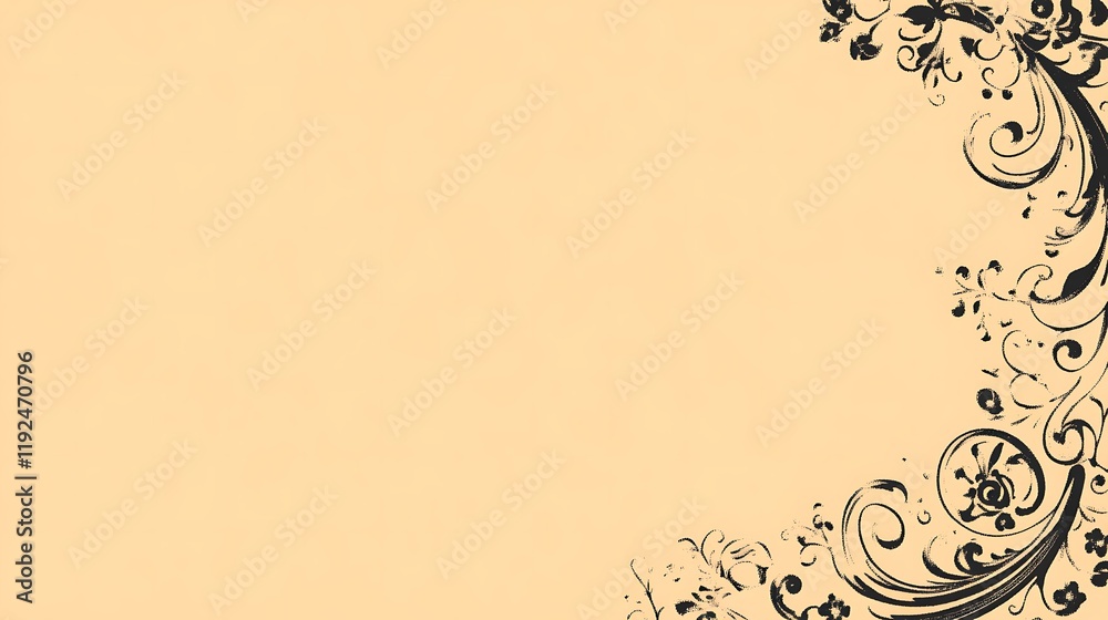 Elegant Black Floral Design on Pale Background Elegant Black Floral Design on Pale Background