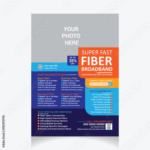 editable Internet broadband flyer design template layout