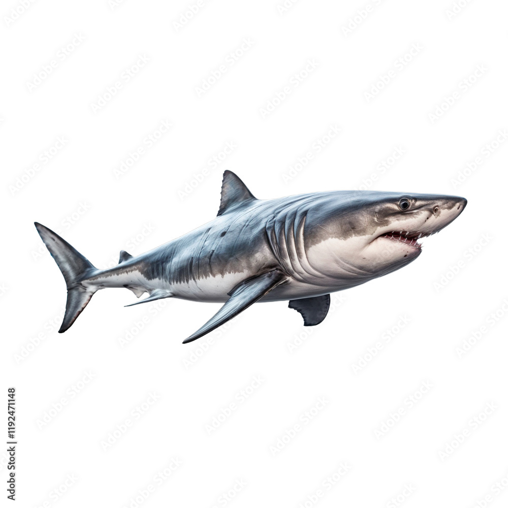 Ocean's Apex: A striking, photorealistic depiction of a great white shark, showcasing its power and predatory nature with a detailed view of its sharp teeth and sleek physique. Ocean's Apex: A striking, photorealistic depiction of a great white shark, showcasing its power and predatory nature with a detailed view of its sharp teeth and sleek physique.