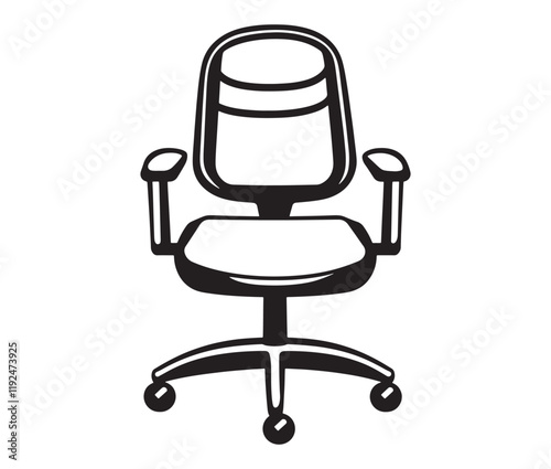 Office chair isolated on white background, Silhouette office chair design