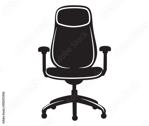 Office chair isolated on white background, Silhouette office chair design