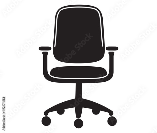 Office chair isolated on white background, Silhouette office chair design
