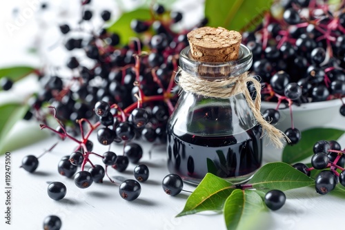 Black Elderberry Oil Isolated, Sambucus Berries Essential Oil, Danewort Fruits Extract, Elderberry Extraction