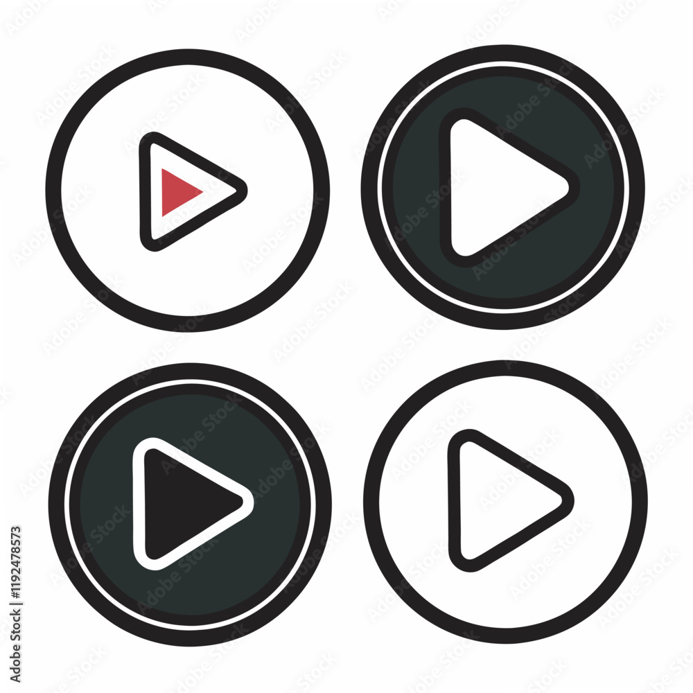 Play icon set Black and outline play video buttons Play icon set Black and outline play video buttons