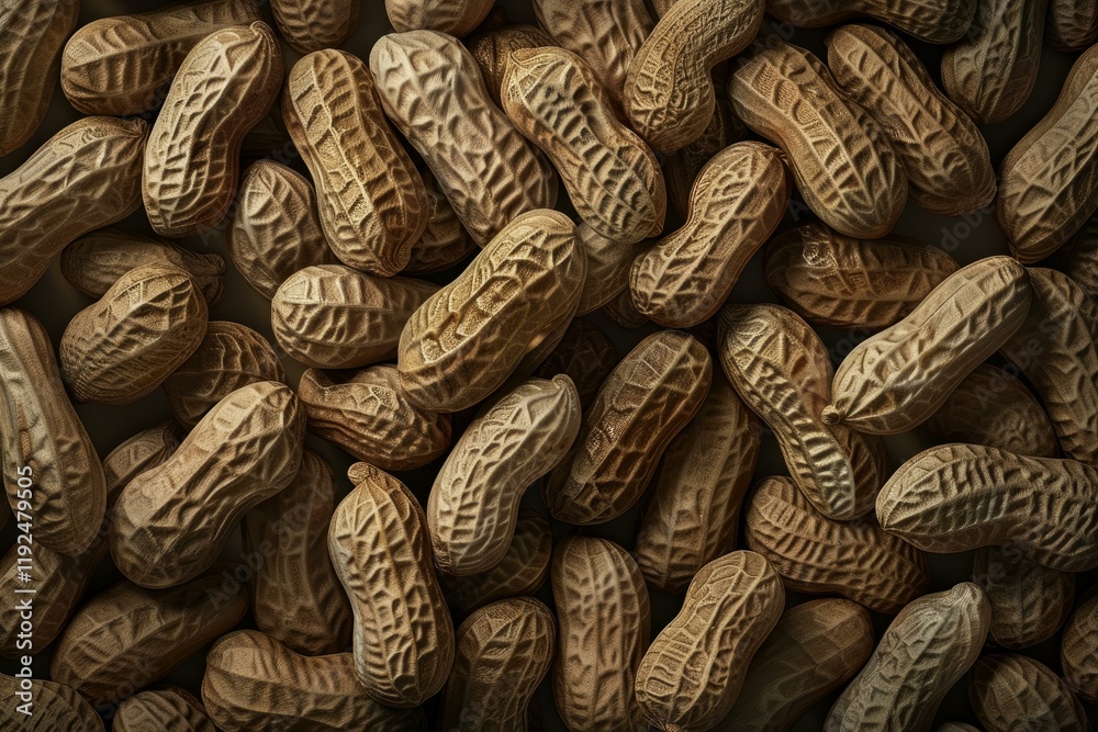 Numerous peanuts in their shells are creating a textured and visually appealing backdrop Numerous peanuts in their shells are creating a textured and visually appealing backdrop