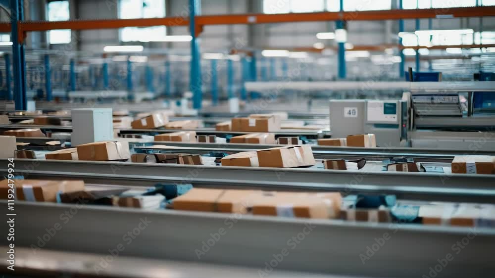 Automated conveyor system in modern warehouse: efficient package sorting and distribution Automated conveyor system in modern warehouse: efficient package sorting and distribution