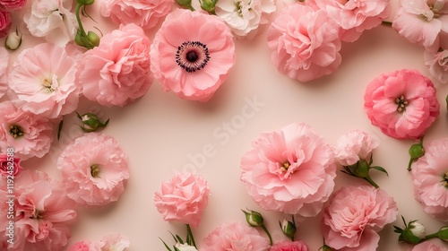 Wallpaper Mural A beautiful bouquet of pink carnations and rose petals captures the essence of spring's floral bloom Torontodigital.ca