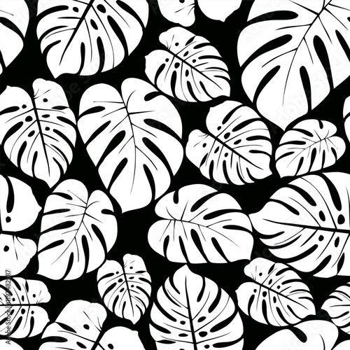 Delicious monster leaf pattern. Monstera tropical jungle seamless pattern. Vector hand drawn illustration for fabric, textile, wallpaper tourism design.