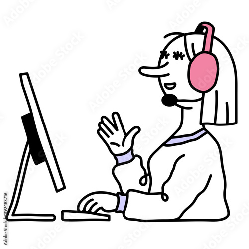 Support specialist working on helpline