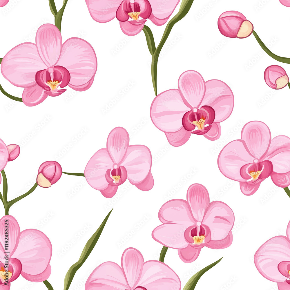 Orchid digital graphic, Orchid seamless pattern Orchid digital graphic, Orchid seamless pattern