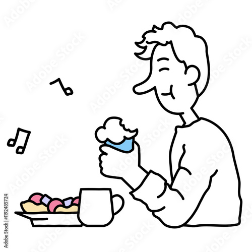Young man enjoying his lunch 