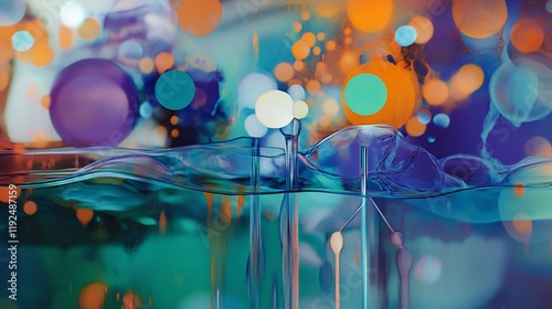 Abstract scene illustrating pH scale with acids bases and chemical equilibrium