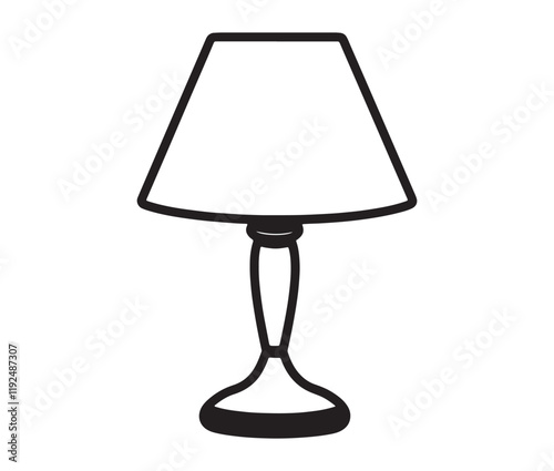 Lamp isolated on white background, Silhouette table lamp icon