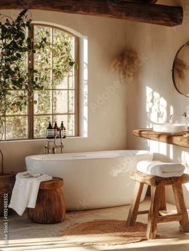 Serene Rustic Bathroom Desi...