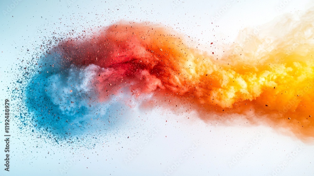 Multicolored smoke curls create a fascinating sight. Multicolored smoke curls create a fascinating sight.