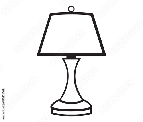 Lamp isolated on white background, Silhouette table lamp icon