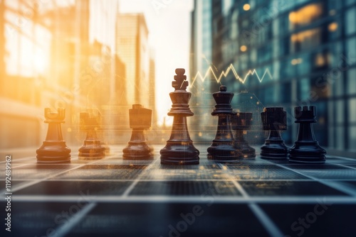 Wallpaper Mural Strategic chess moves urban landscape digital art business insight aerial view competition and strategy Torontodigital.ca