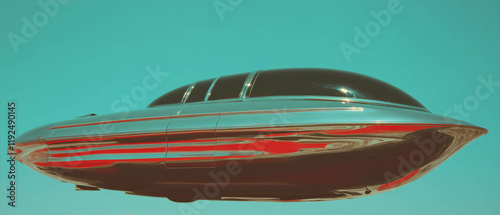 Streamlined vehicles showcase sleek chrome aesthetics and atomic age design features