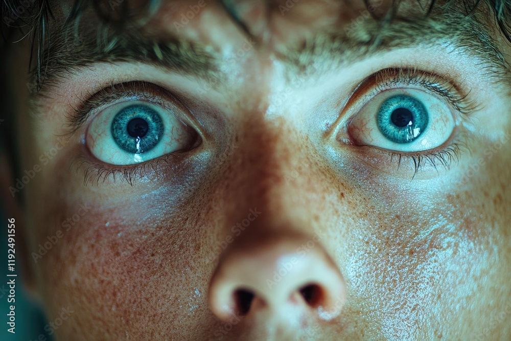 A close-up shot of a person's face with distinctive blue eyes A close-up shot of a person's face with distinctive blue eyes