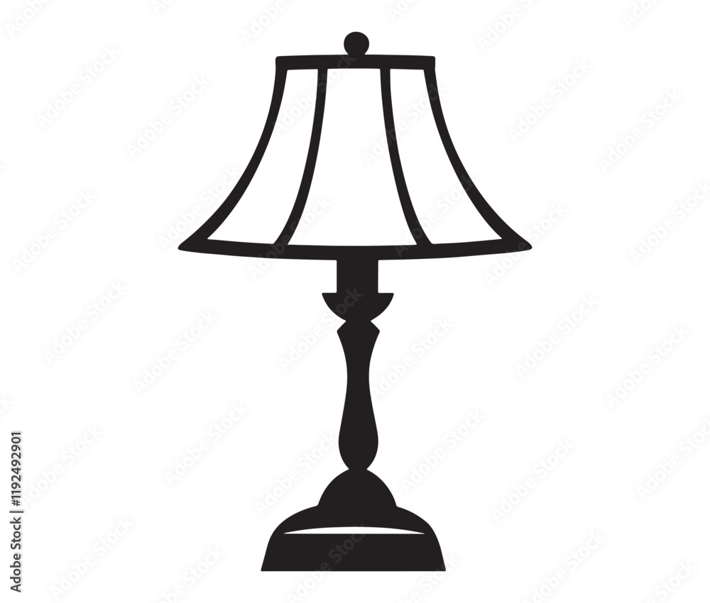 Obraz premium Lamp isolated on white background, Silhouette table lamp icon