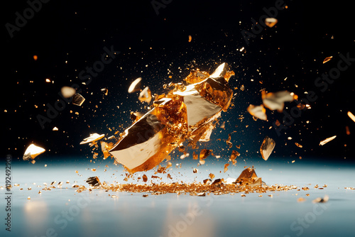 Shattering Gold Object and Fragments