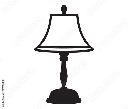 Lamp isolated on white background, Silhouette table lamp icon