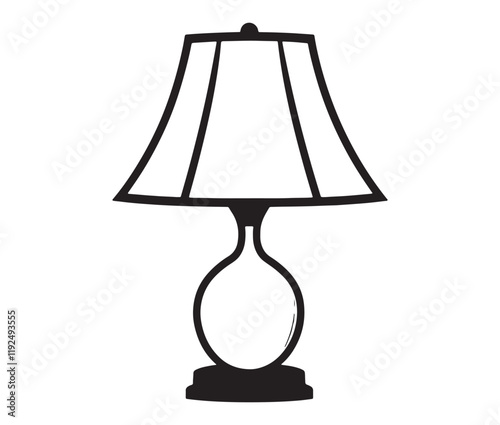 Lamp isolated on white background, Silhouette table lamp icon