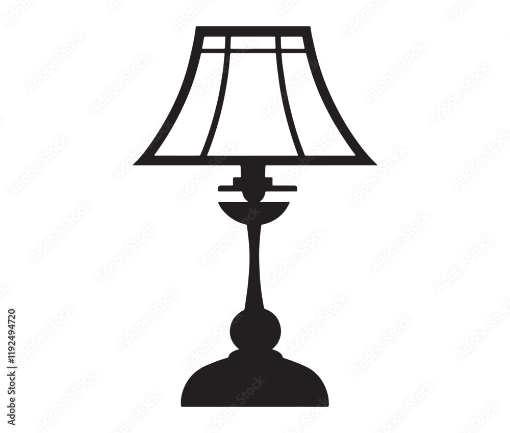 Lamp isolated on white background, Silhouette table lamp icon Lamp isolated on white background, Silhouette table lamp icon