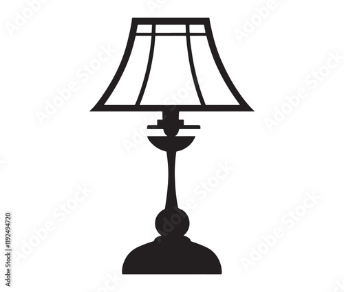 Lamp isolated on white background, Silhouette table lamp icon