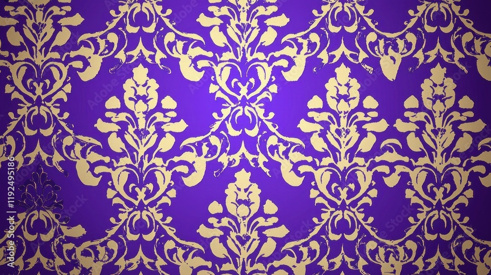 Elegant Purple and Gold Damask Pattern