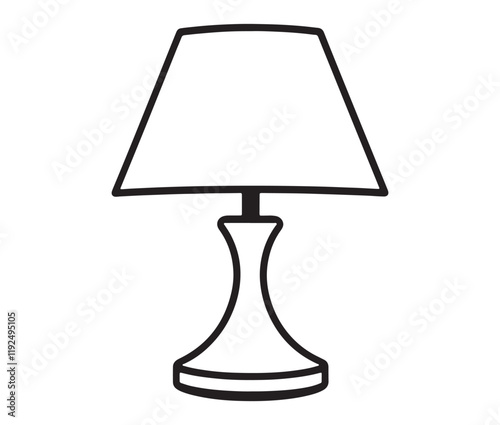 Lamp isolated on white background, Silhouette table lamp icon