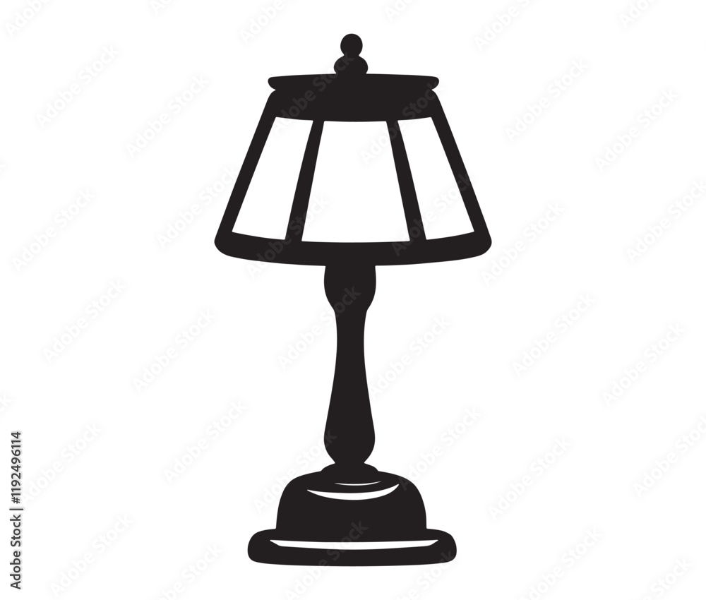 Obraz premium Lamp isolated on white background, Silhouette table lamp icon