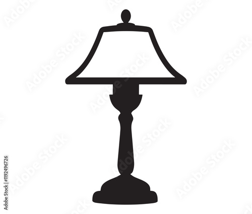 Lamp isolated on white background, Silhouette table lamp icon