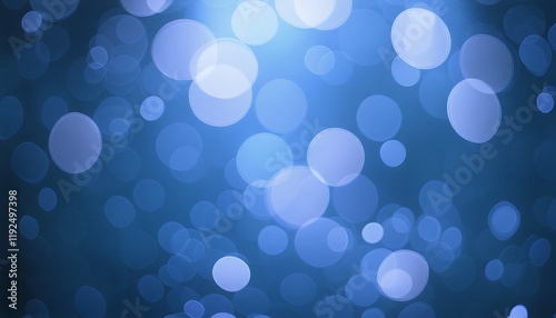 Abstract blue background with floating white and blue bokeh lights