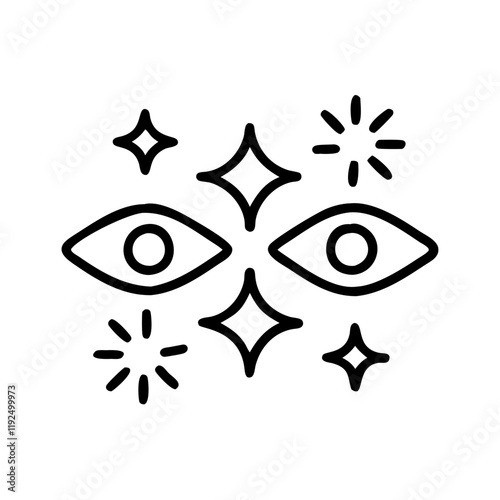 Glowing esoteric eyes, mystical energy, esotericism, minimalist icon