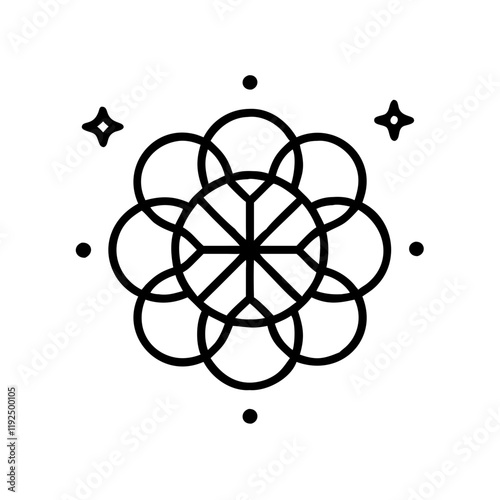 Cosmic flower of life, sacred geometry, esotericism, minimalist icon