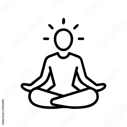 Spiritual trance silhouette, meditative energy, esotericism, minimalist icon, copy space
