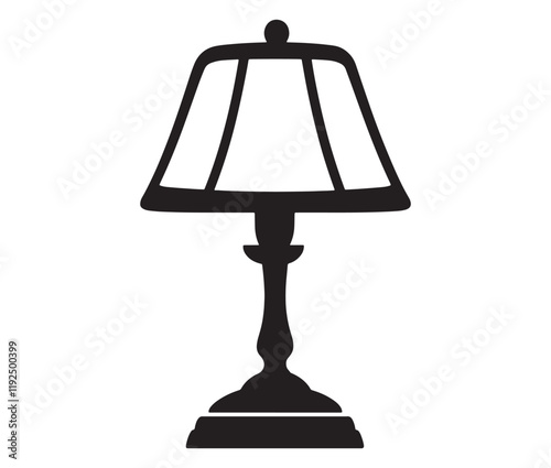 Lamp isolated on white background, Silhouette table lamp icon