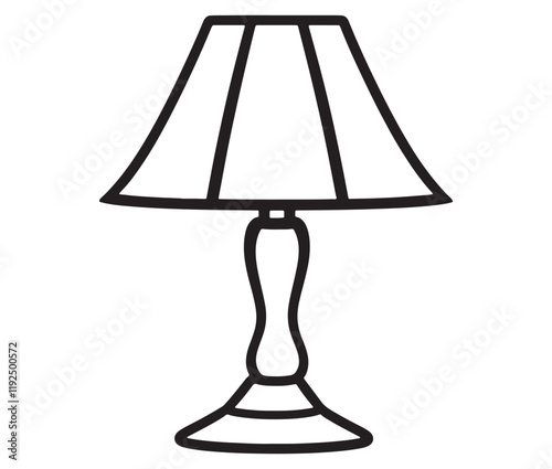Lamp isolated on white background, Silhouette table lamp icon