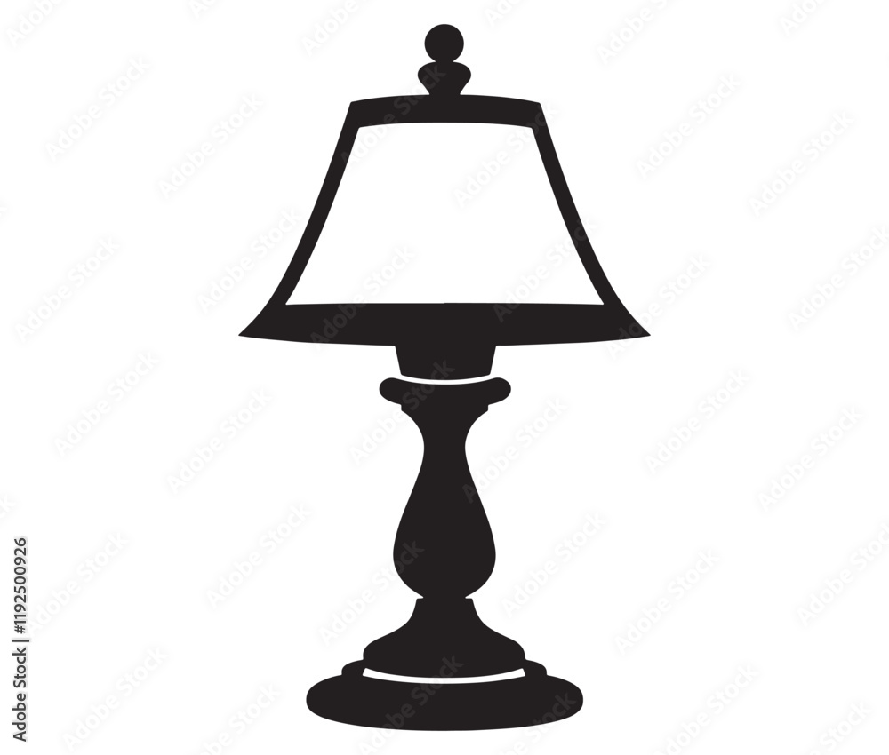 Obraz premium Lamp isolated on white background, Silhouette table lamp icon