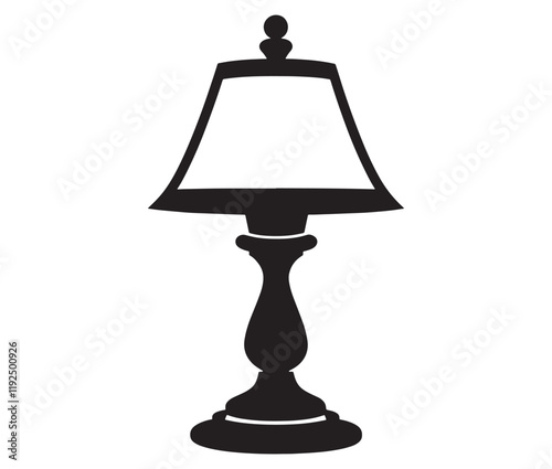 Lamp isolated on white background, Silhouette table lamp icon