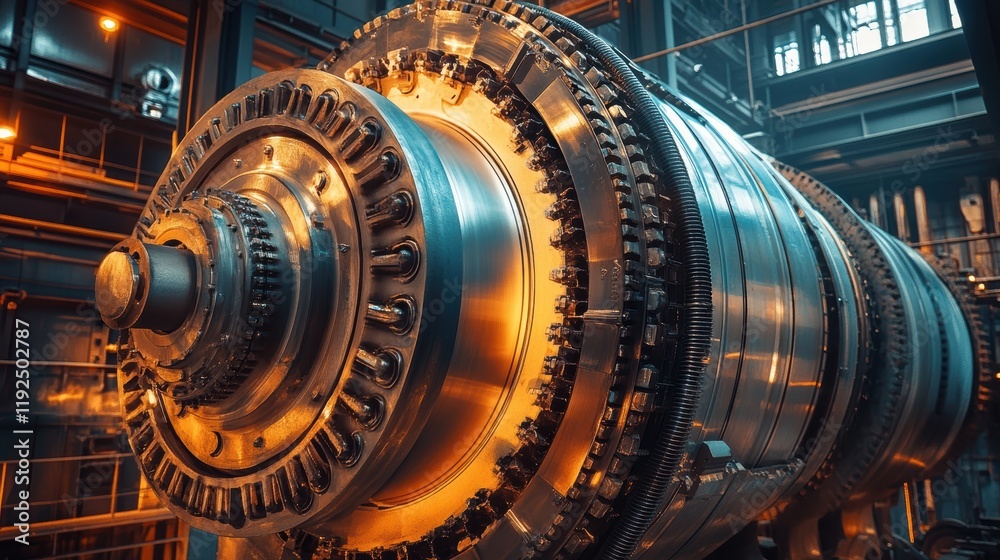 Rotor of a steam turbine generating electricity in power plant Rotor of a steam turbine generating electricity in power plant