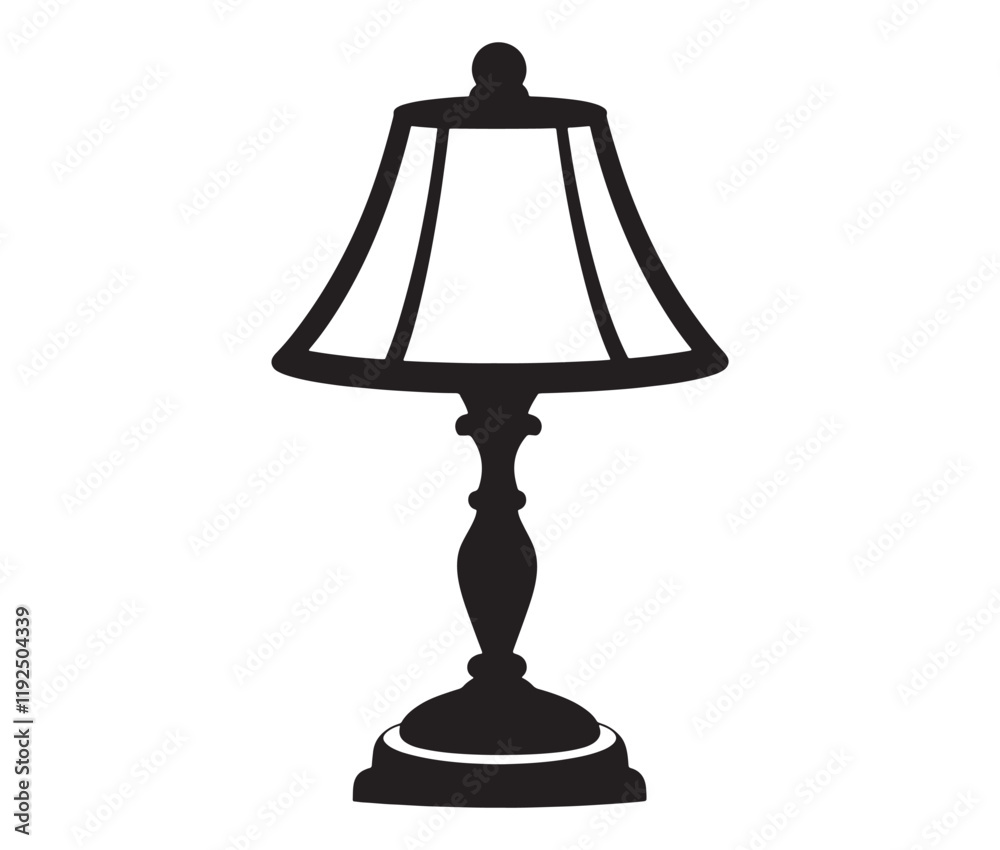 Obraz premium Lamp isolated on white background, Silhouette table lamp icon