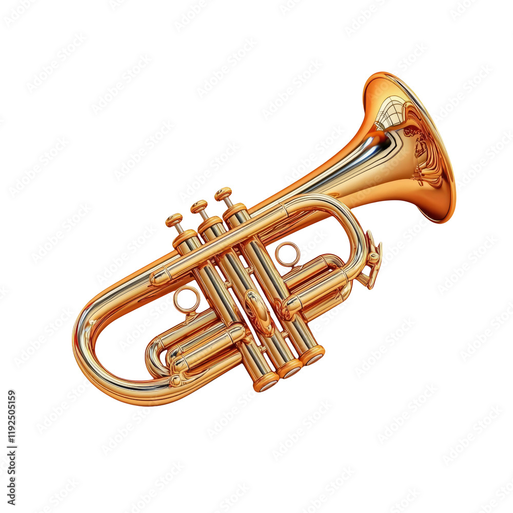 Obraz premium Isolated Golden Trumpet on Transparent Background for Creative Projects and Designs