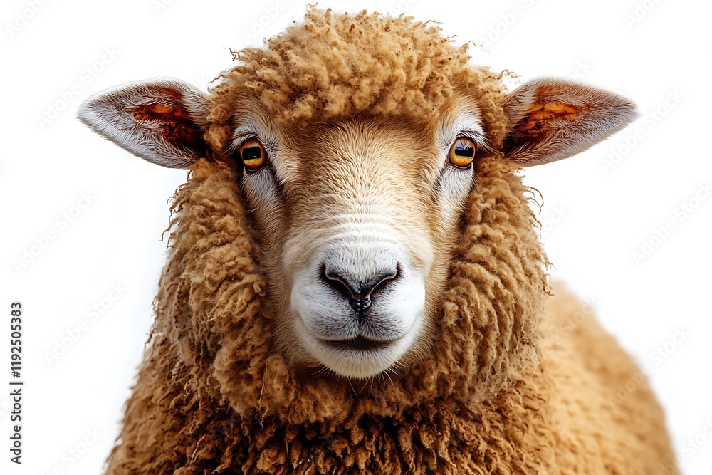 A Fluffy Brown Sheep Looks Directly at the Camera A Fluffy Brown Sheep Looks Directly at the Camera