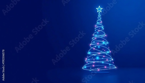 3d rendering Christmas tree with a star, copy space