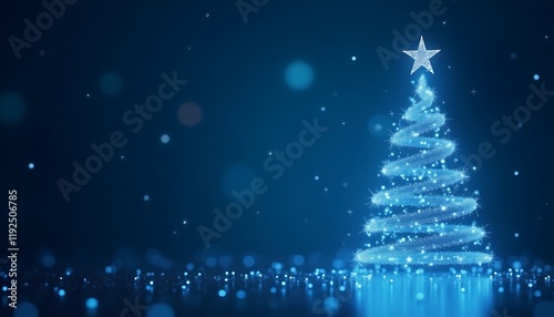 3d rendering Christmas tree with a star, copy space