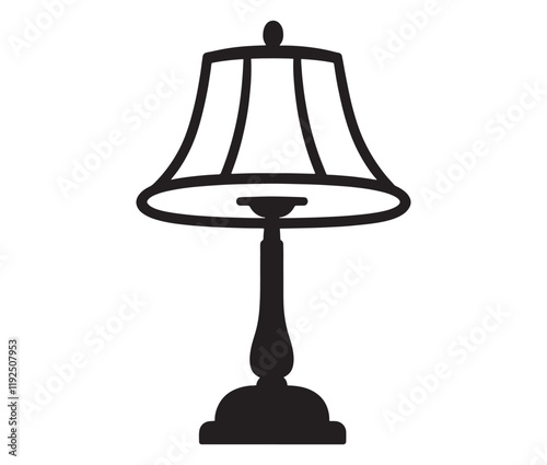 Lamp isolated on white background, Silhouette table lamp icon