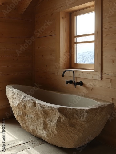 Stone Bathtub in Wooden Mou...